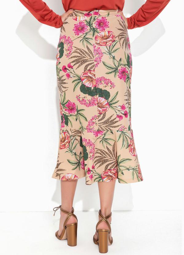 Rosalie - Saia Floral Nude com Babado 2