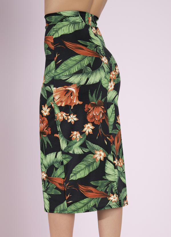 Outlet - Saia Floral Preta com Fenda 2