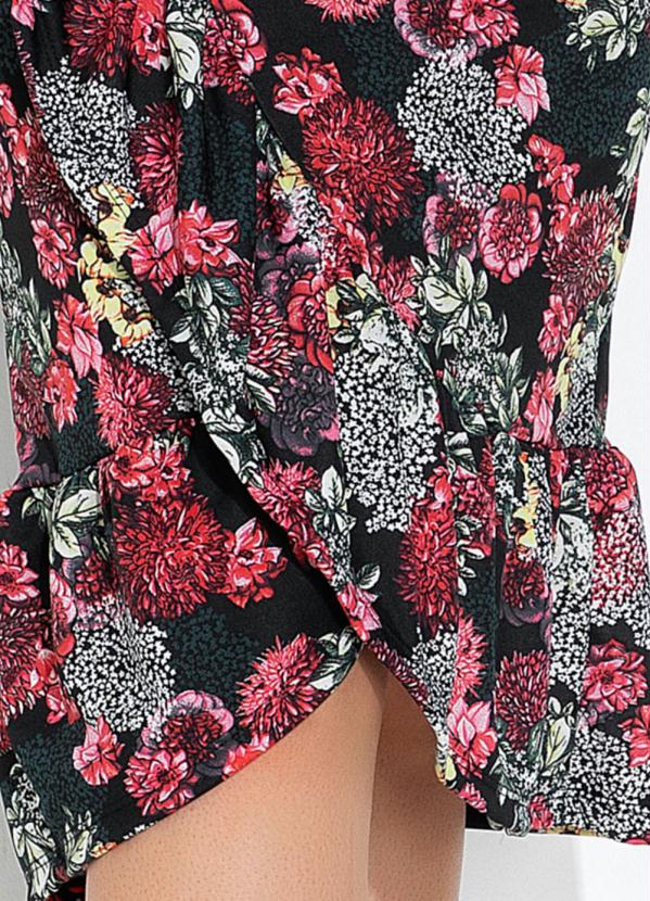 Rosalie - Saia Floral Preto com Babado 3