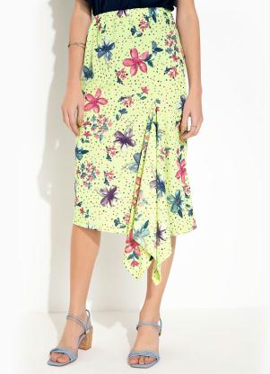 Rosalie - Saia Floral Verde com Ponta - ROSALIE