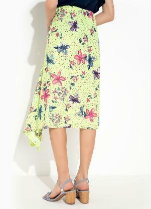Rosalie - Saia Floral Verde com Ponta - ROSALIE