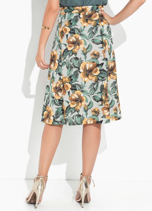 Rosalie - Saia Floral Verde com Pregas 2