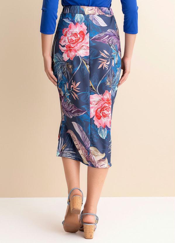 Rosalie - Saia Folhas Marinho com Fendas 2