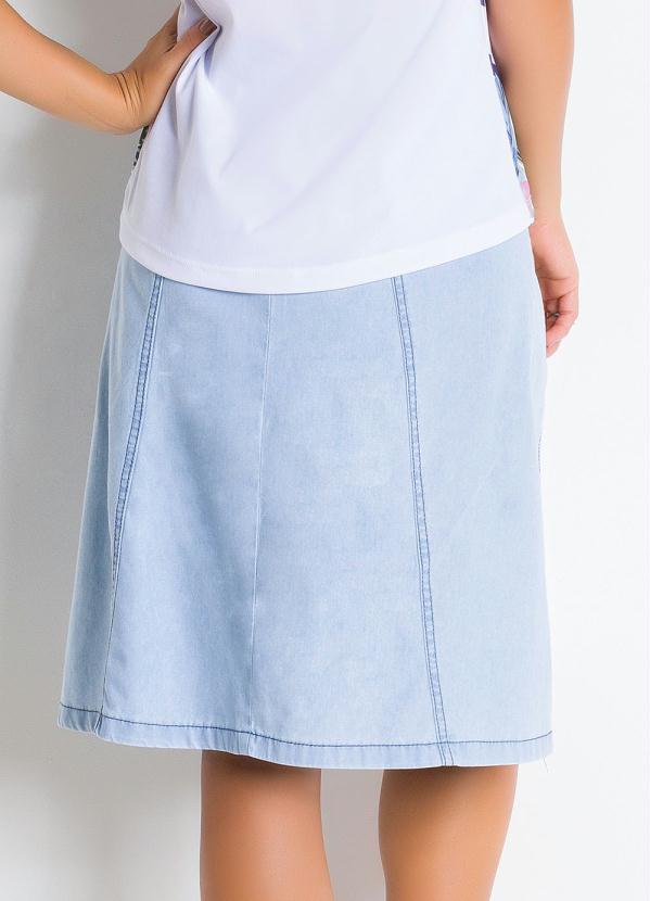 Rosalie - Saia Jeans Azul Claro Moda Evangélica 2