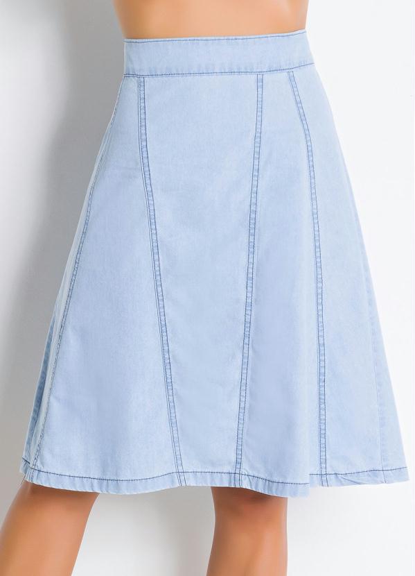 Rosalie - Saia Jeans Azul Claro Moda Evangélica 5