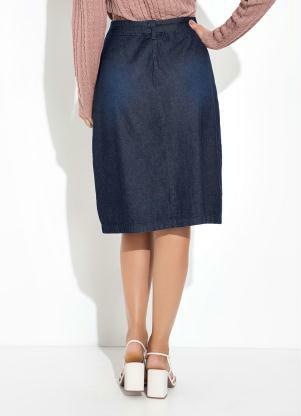 Rosalie - Saia Jeans Azul com Faixa - ROSALIE