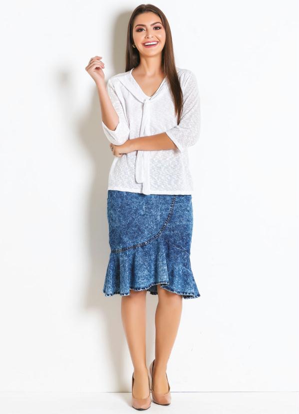 Outlet - Saia Jeans com Babados Moda Evangélica 3