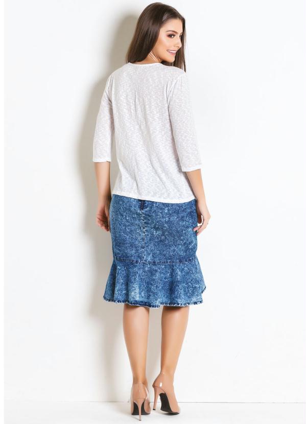 Outlet - Saia Jeans com Babados Moda Evangélica 4