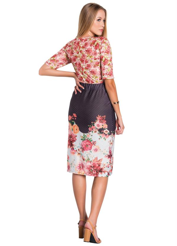 Outlet - Saia Lápis Estampa Barrada Moda Evangélica 4