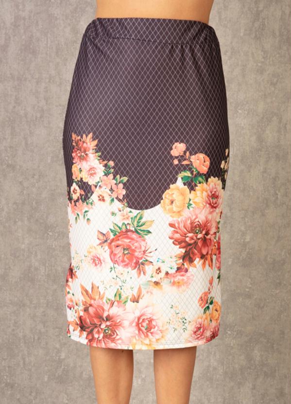 Outlet - Saia Lápis Estampa Barrada Moda Evangélica 5