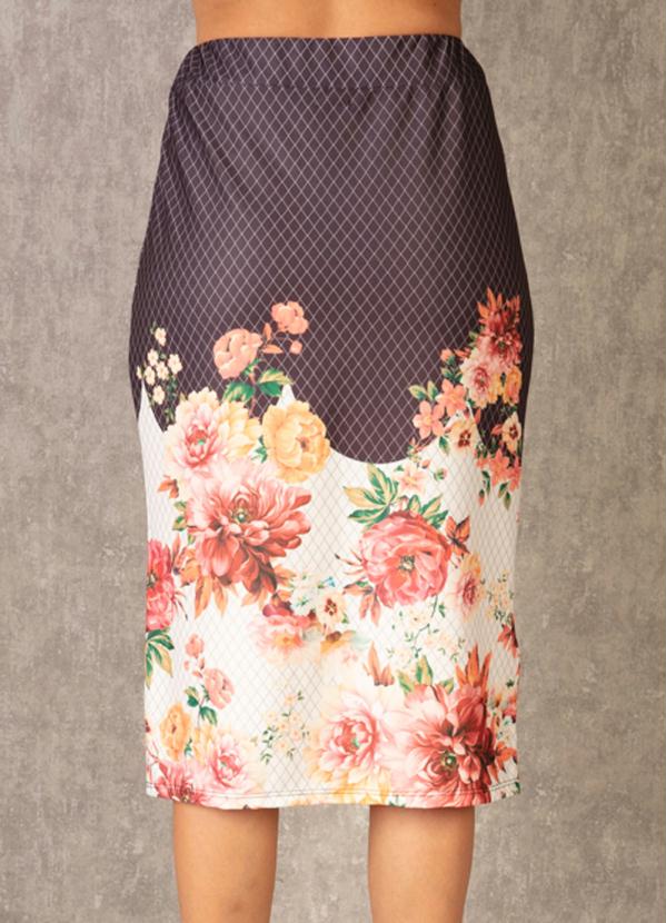 Outlet - Saia Lápis Estampa Barrada Moda Evangélica 6