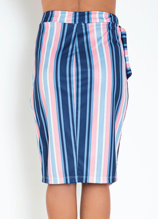 Queima Estoque - Saia Listra Azul com Transpasse 2
