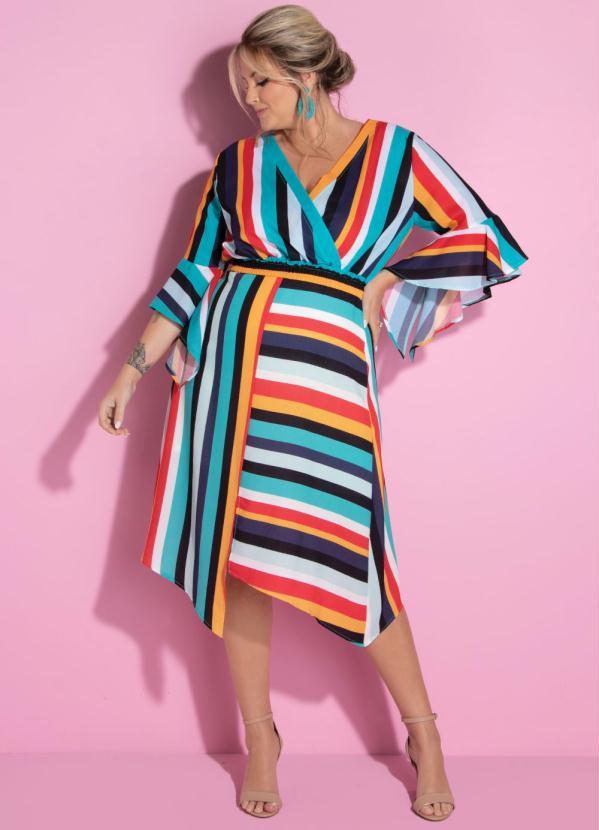 Quintess - Saia Listrada com Barra Assimétrica e Fenda 7