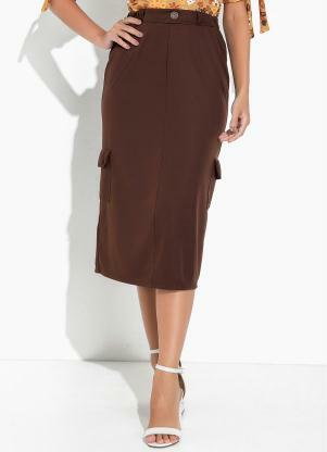 Rosalie - Saia Marrom com Bolsos - ROSALIE