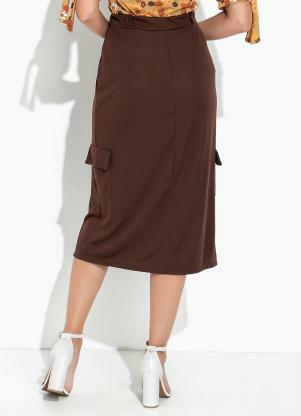 Rosalie - Saia Marrom com Bolsos - ROSALIE