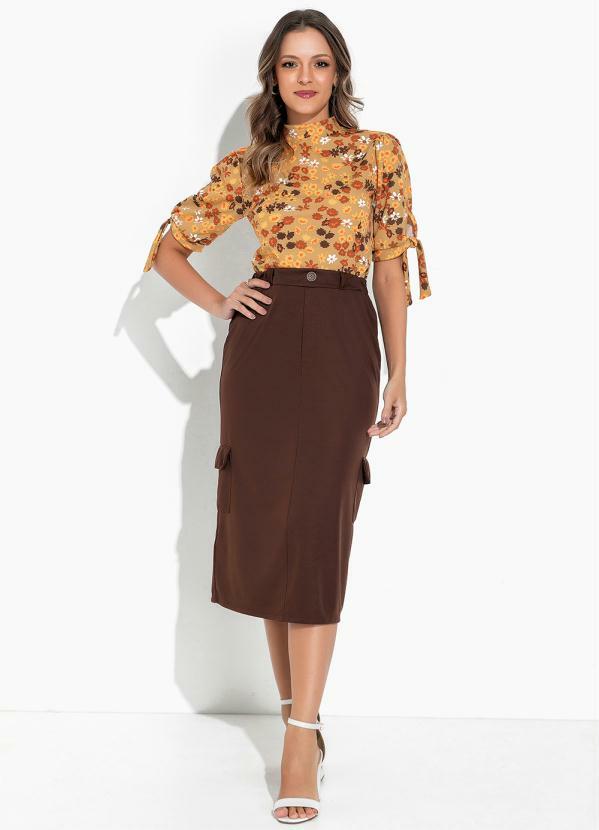 Rosalie - Saia Marrom com Bolsos 3