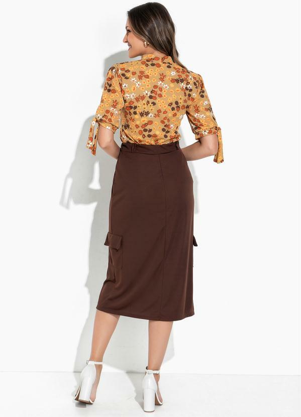 Rosalie - Saia Marrom com Bolsos 4