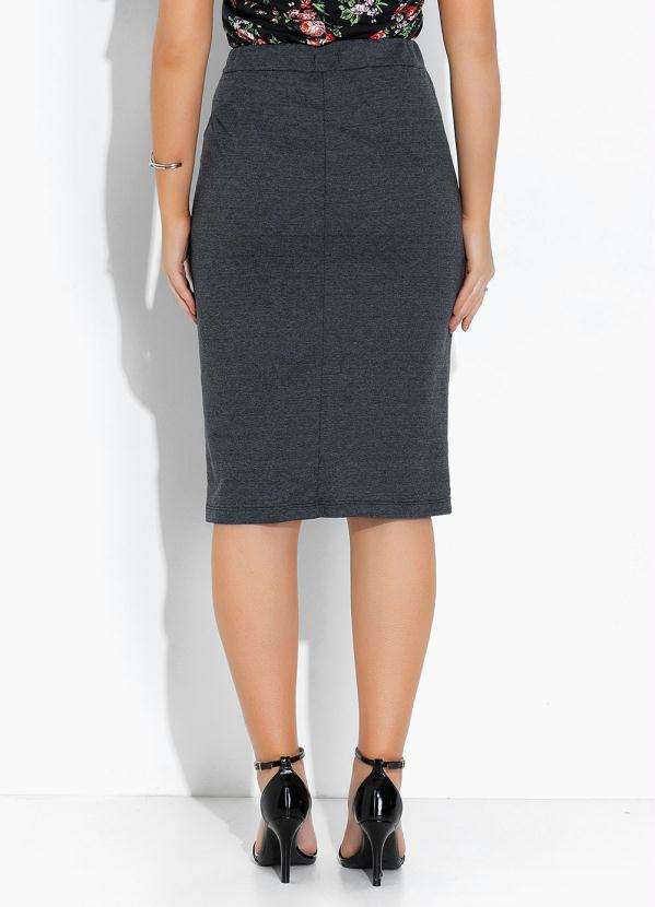 Rosalie - Saia Mescla Cinza com Fenda 2