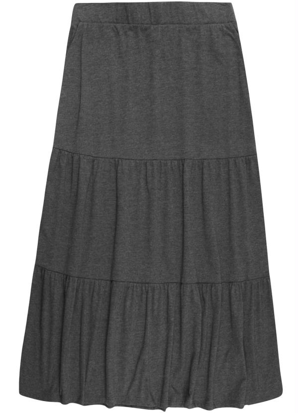 Cativa - Saia Midi em Meia Malha Cinza