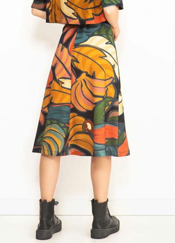 Farm - Saia Midi Godê Floresta Bold Preto 2