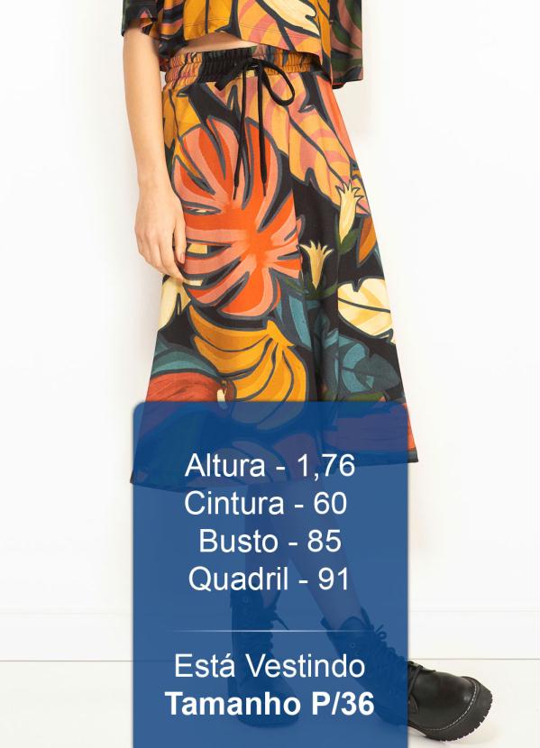 Farm - Saia Midi Godê Floresta Bold Preto 5