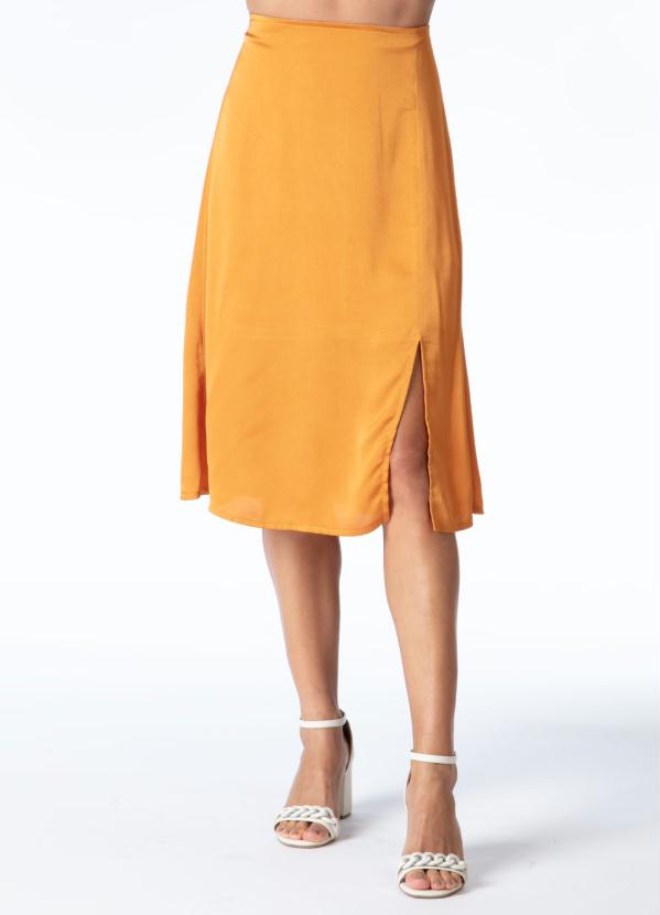 Quintess - Saia Midi Mostarda com Fenda 3