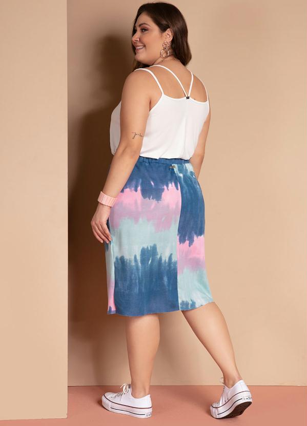 Quintess - Saia Midi Tie Dye Azul com Bolsos 12