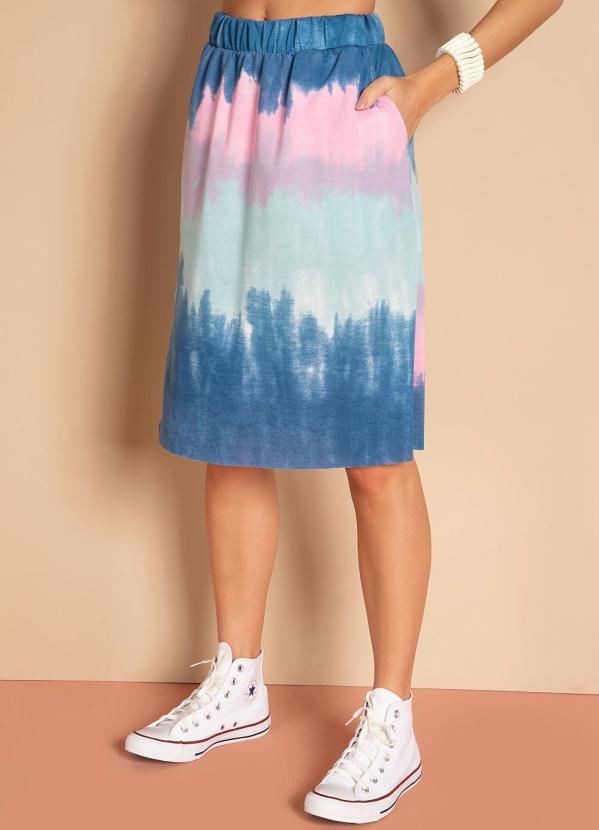 Quintess - Saia Midi Tie Dye Azul com Bolsos 3