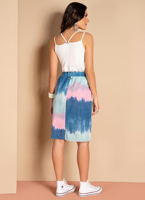 Quintess - Saia Midi Tie Dye Azul com Bolsos 6