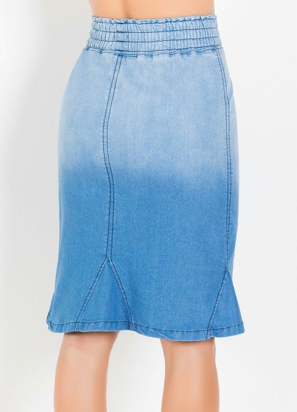 saia jeans com elastico na cintura