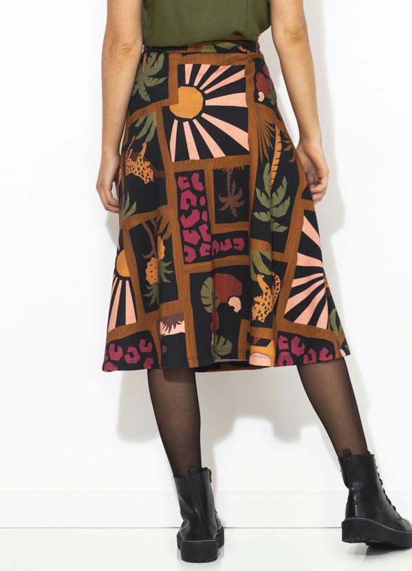 Farm - Saia Moletom Colagem Tropical Marrom 2