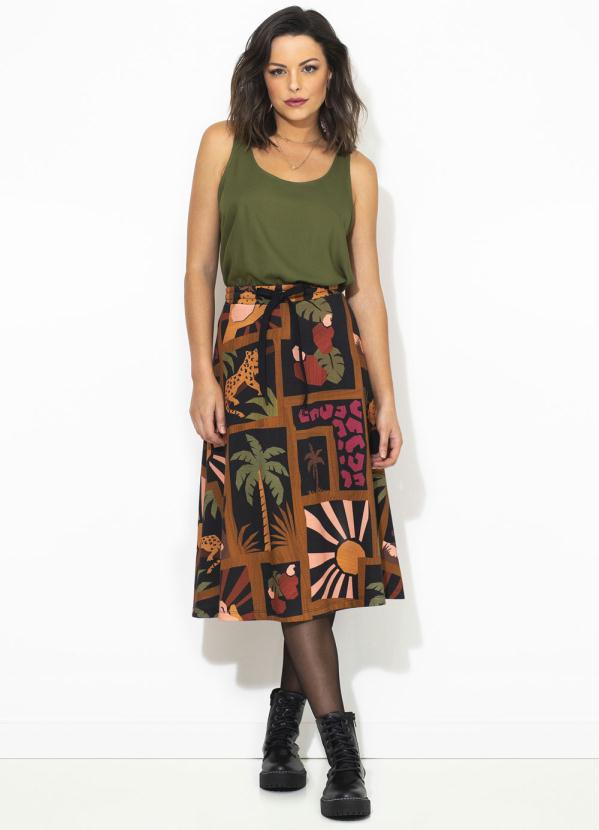 Farm - Saia Moletom Colagem Tropical Marrom 3