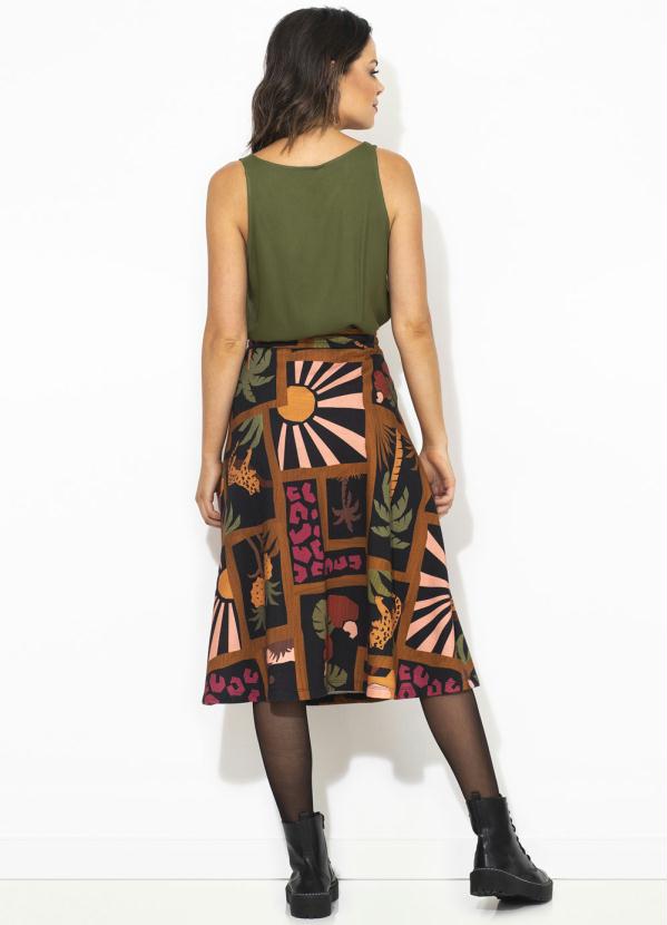 Farm - Saia Moletom Colagem Tropical Marrom 4