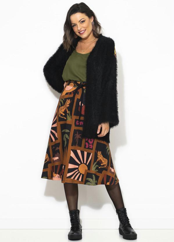 Farm - Saia Moletom Colagem Tropical Marrom 8