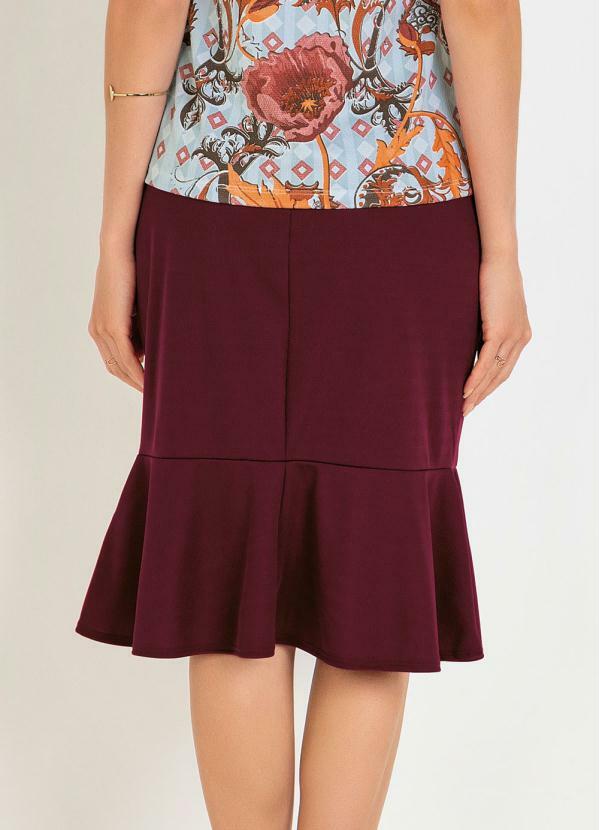 Outlet - Saia Peplum com Botões Bordô Moda Evangélica 2