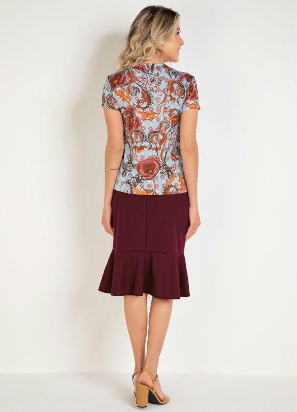 Outlet - Saia Peplum com Botões Bordô Moda Evangélica 5