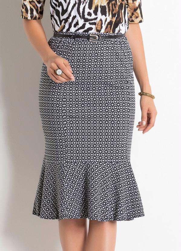 Outlet - Saia Peplum Estampada Moda Evangélica