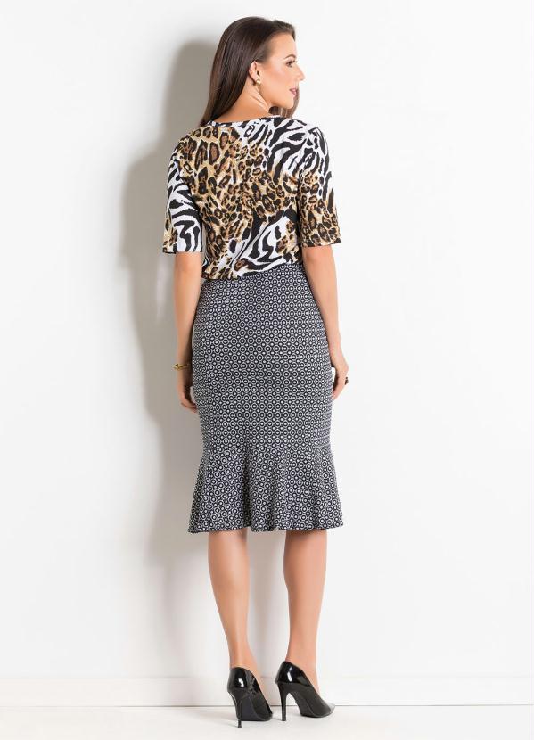 Outlet - Saia Peplum Estampada Moda Evangélica 5