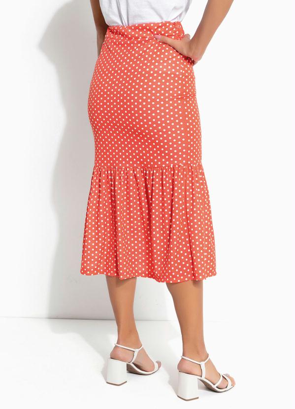 Outlet - Saia Poá Laranja com Babado 2