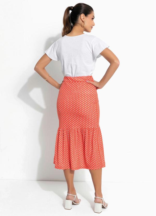 Outlet - Saia Poá Laranja com Babado 4