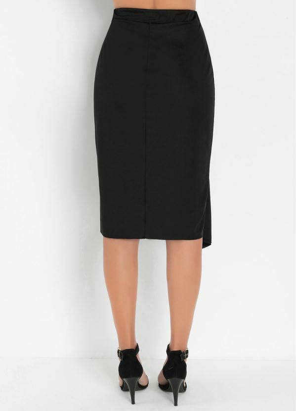 Moda Pop - Saia Preta com Babado Frontal 2
