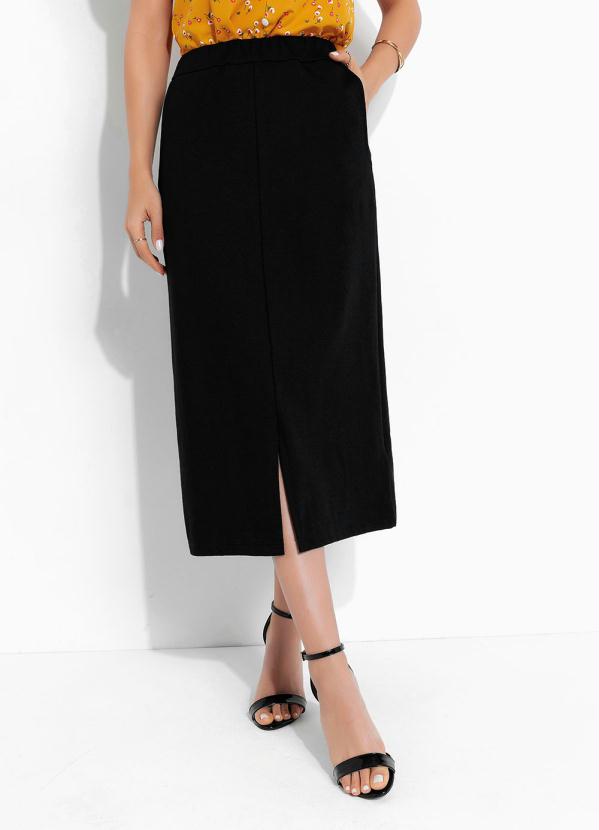 Rosalie - Saia Preta com Bolsos Moda Evangélica 3