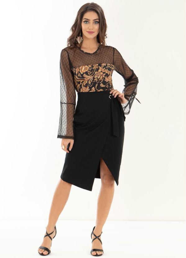 Quintess - Saia Preta Transpassada com Amarração Quintess 3