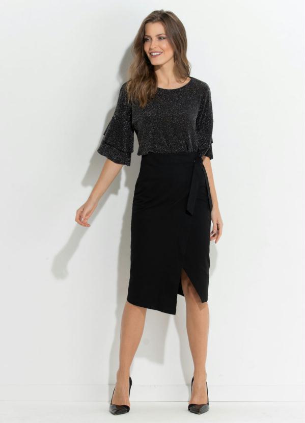 Quintess - Saia Preta Transpassada com Amarração Quintess 6