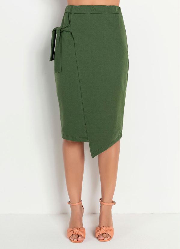 Outlet - Saia Verde com Barra Assimétrica Moda Evangélica