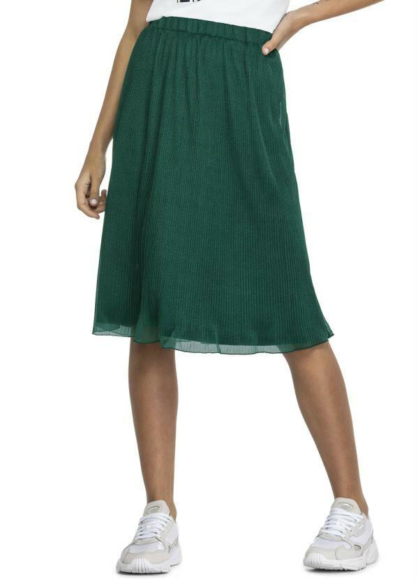 Enfim - Saia Verde Esmeralda Midi Plissada