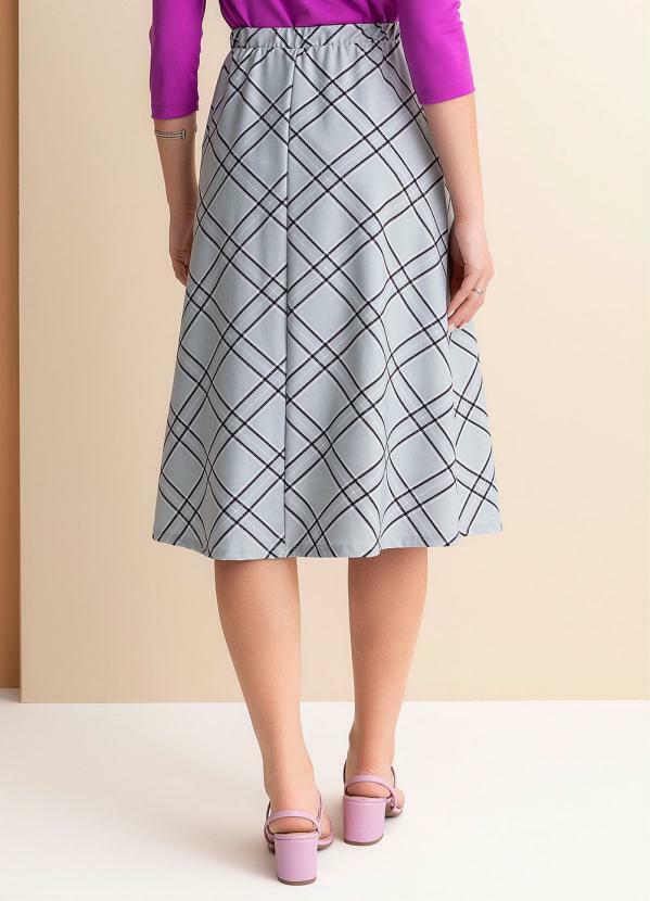 Rosalie - Saia Xadrez Cinza em Malha Crepe 2