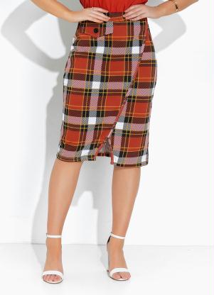 Rosalie - Saia Xadrez com Bolso - ROSALIE