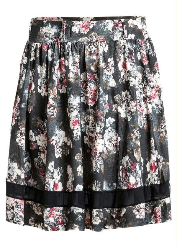 Quintess - Saia Evasê com Detalhe Transparente Floral 6