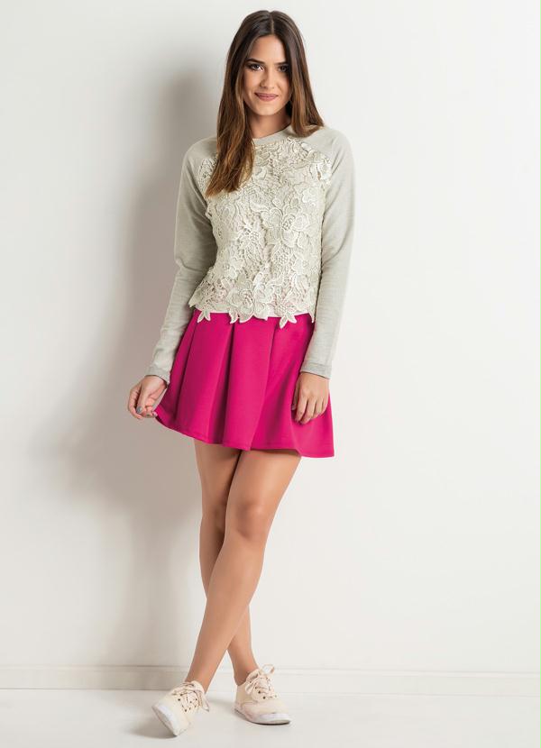 Quintess - Saia Evasê com Pregas Pink 5